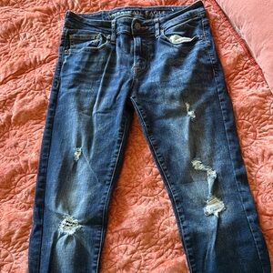 American Eagle Outfitters Ripped Dark Blue Boyfriend Jeans